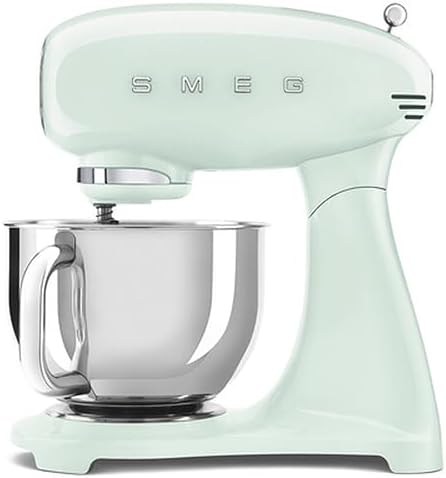 SMEG SMF05 Forte 5-Qt Stand Mixer with 750W Motor, Smooth Start & SteadyMix, Flex Edge Beater, 10 Speeds, Stainless Steel Bowl – Retro 50’s Style Planetary Mixer for Dough, Baking & Desserts-Green