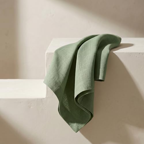Solino Home 100% Pure Linen Napkins Oil Green, Fete 20 x 20 in, Set of 4