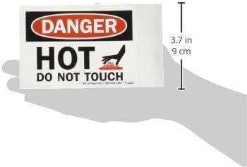 SmartSign-U9-1787-ND "Danger - Hot, Do Not Touch" Label | 3.5" x 5" Laminated Vinyl , Black/Red on White