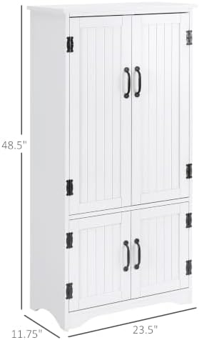 HOMCOM 48.5" Kitchen Pantry Cabinet, Kitchen Pantry Storage Cabinet, White