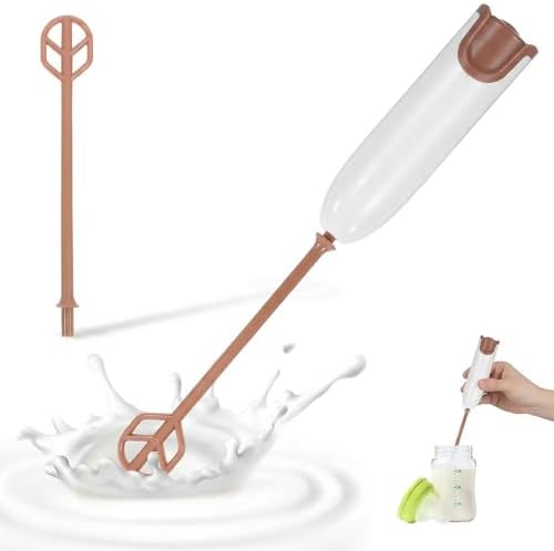 Toyvian Handheld Electric Baby Formula Mixer - 2 Stirring Sticks, Ideal for Bottle, Protein Powder, Coffee - Portable for Travel, Office & Home (White)