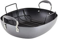 Anolon Advanced Hard Anodized Nonstick 2 Piece Roaster/Roasting Pan with Wire Rack, Oval, 16 Inch x 13 Inch, Dark Gray