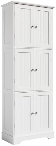 ChooChoo 63.2" Tall Bathroom Storage Cabinet with 6 Doors, Pantry Cabinet