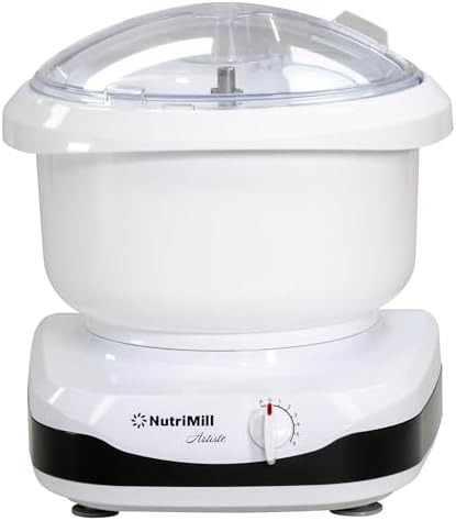 NutriMill Artiste Kitchen Electric Stand Mixer 500 Watt 6.5 Quart Bowl with Dough Hook & Wire Whips (Black Trim)