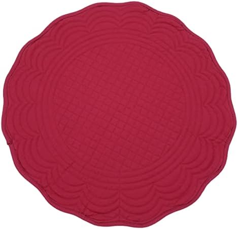 Red Cotton Quilted 16.5 inch Reversible Round Placemat