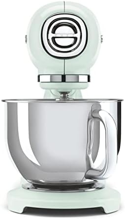 SMEG SMF03 Stand Mixer – 5 Qt Tilt-Head Mixer with Stainless Steel Bowl, 10 Speeds, Retro 50s Vintage Style – Pastel Green