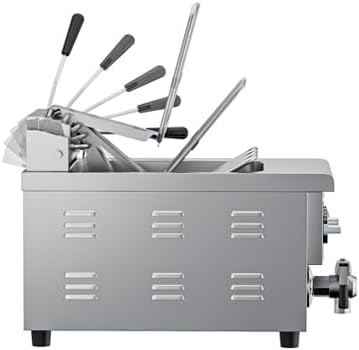 TANGME Deep Fryer with Drain Valve System, 1800w Countertop Electric Fryer 10.7Q/10L Stainless Steel Oil Fryer with Basket,Temp & Time Control