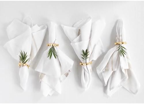 Solino Home 100% Pure Linen Napkins, 20 x 20 in, Natural Striped, Set of 4