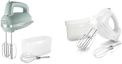 Hamilton Beach Vintage-Style 5-Speed 1.3 Amp Electric Hand Mixer with 6-Speed 250W Hand Mixer, Beaters, Whisk, Storage Case