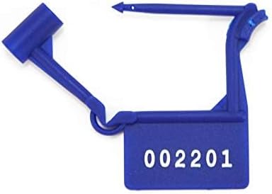 Plastic Security Padlock Seals Numbered Tamper Proof Disposable Self-Locking Plastic Medical Tags (Pack of 100 PCS) (Blue)