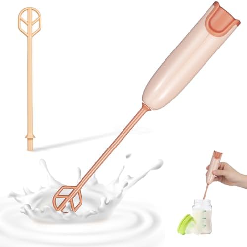 1 Set Baby Milk Powder Mixer Handheld Drink Stirrer, Light Brown Detachable Battery Operated, Newborn Nutrition Protein Coffee Kitchen Blending