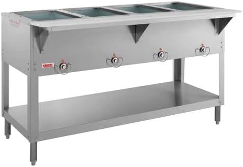 Kratos Commercial Electric Steam Table, 4 Well Stationary Hot Food Table, NSF Certified Food Warmer, 120V, 2000W (28W-111)