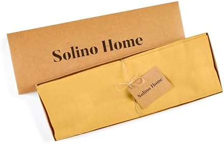 Solino Home 100% Linen Placemats Mustard Yellow, Fete 14 x 19 in, Set of 4