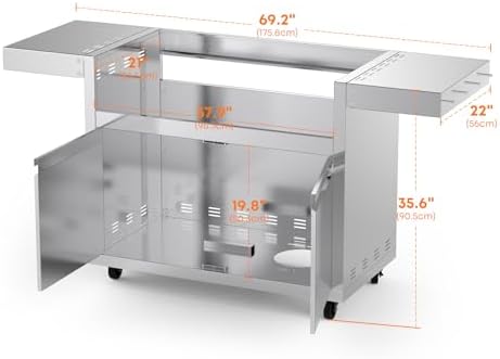 Hygrill Stainless Steel Grill Cart for Hygrill 5-Burner Built-In Gas Grill