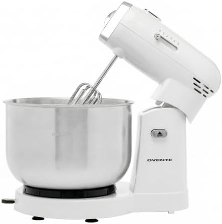 OVENTE Electric Stand Mixer, 3.5 QT, 5 Mixing Speeds, 250W, White SM680W