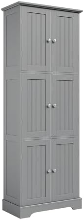ChooChoo 63.2" Tall Bathroom Storage Cabinet with 6 Doors, Pantry Cabinet
