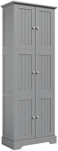 ChooChoo 63.2" Tall Bathroom Storage Cabinet with 6 Doors, Pantry Cabinet