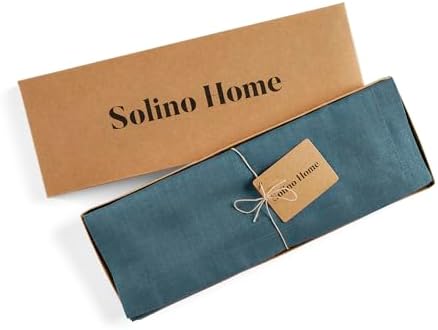 Solino Home 100% Linen Placemats Peacock Blue, Fete 14 x 19 in, Set of 4