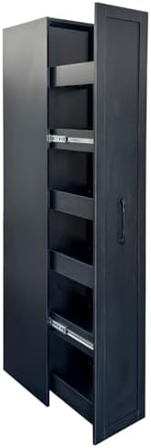 KEIKI Pull-Out Kitchen Pantry Storage Cabinet with Multi-Tier Shelf, Spice Rack Next to Fridge, Freestanding Wood Hutch Food Pantries Cupboard for Coffee Bar, Dining Room, Narrow Spaces