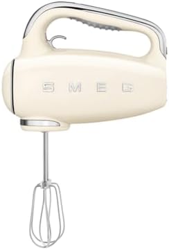 SMEG HMF01 9-Speed Retro Hand Mixer – 220W Motor, Smooth Start, Turbo Function, LED Timer Display, Stainless Steel Whisks, Beaters & Dough Hooks, Premium Die-Cast Aluminum Body