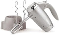 BETTY CROCKER Hand Blender 7 Speed, 250 Watt Electric Mixer with Beaters and Dough Hooks, Ergonomic Electric Hand Mixer for Home & Kitchen with Stand and Soft Touch Handle, Silver