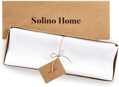 Solino Home 100% Pure Linen Placemats White, Fete 14 x 19 in, Set of 4