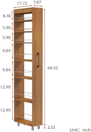 KEIKI 7 Tier Pull-Out Kitchen Pantry Storage Cabinet, Spice Rack Open Shelf