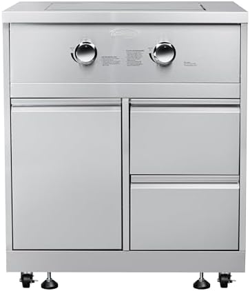 KoolMore 32 in. Outdoor Kitchen Liquid Propane Side Burner with Bottom Cabinet in Stainless-Steel (KM-OKS-SBC)