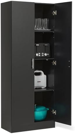 Amazon Basics Storage Cabinet for Kitchen Pantry, Freestanding with 4 Shelves, Black