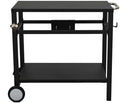 Outdoor Grill Cart - Portable Barbecue Table with Rolling Wheels, Hooks, Double Shelves, Removable Steel Flat Top Work Surface, Side Handles, Multifunctional Commercial Design