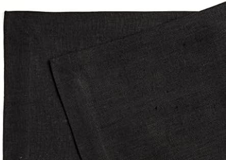 Solino Home 100% Linen Woven Placemats Black, Fete 14 x 19 in, Set of 6
