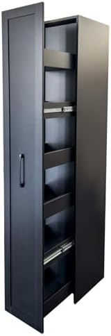 KEIKI Pull-Out Kitchen Pantry Storage Cabinet with Multi-Tier Shelf & Wheels, Spice Rack Next to Fridge, Freestanding Wood Cabinet Hutch Food Pantries Cupboard for Dining Room, Narrow Spaces