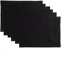 Solino Home 100% Linen Woven Placemats Black, Fete 14 x 19 in, Set of 6