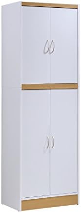 Hodedah 4 Door Kitchen Pantry with Four Shelves, White