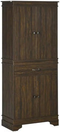 HOMCOM 72" Farmhouse Kitchen Pantry 4-Door Rustic Storage Cabinet Walnut
