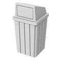 Campus Collection 32 Gallon Square Slatted 100% Recycled Plastic Heavy-Duty Commercial Outdoor or Indoor Trash Can with Push Top Lid | Great for Schools and Businesses - White
