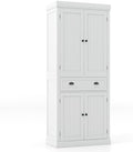 GIANTEX Pantry Organizers and Storage, 72" Tall Kitchen Cabinet with 2-Door Cabinets & Drawer, Buffet Sideboard w/Adjustable Shelves, Wooden Freestanding Cupboard for Dining Room Living Room (White)