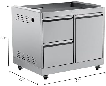 KoolMore 32 in. Heavy-Duty Outdoor Stainless-Steel Cabinet for Built-in BBQ Grill with 2 Drawers and Propane Tank Storage (KM-OKS-BQ30CAB)