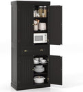 Tangkula 72" H Pantry Cabinet, Large Tall Storage Cabinet with Doors, Black