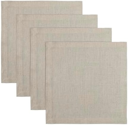 Solino Home 100% Pure Linen Placemats Natural, Fete 14 x 14 in, Set of 4