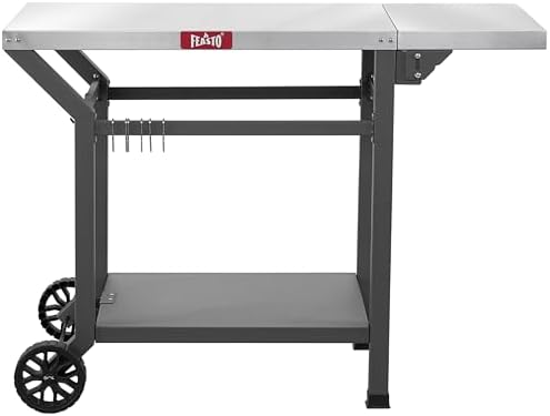 Feasto 43" Lx20 W Grill Table with Folding Side Table & Undershelf, Gray