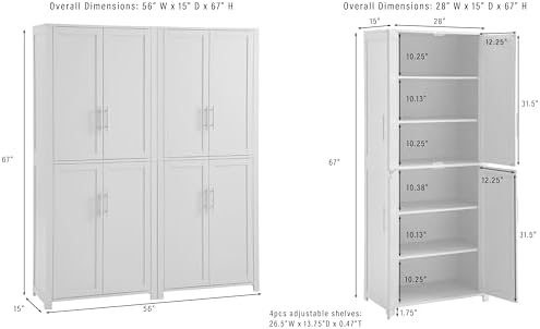 Crosley Furniture Savannah 2-Piece Pantry Storage Cabinet Set