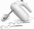 300W Hand Mixer Electric Handheld, 5 Speed Lightweight Kitchen Blender, Turbo Boost/Self-Control Speed Hand Held Beater Mixer with 4 Stainless Steel Whisks for Baking Cakes Eggs Cream, White