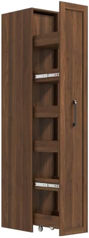 KEIKI Pull-Out Kitchen Pantry Storage Cabinet w/Multi-Tier Shelf & Wheels