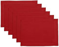 Solino Home 100% Pure Linen Woven Placemats Red, Fete 14 x 19 in, Set of 6