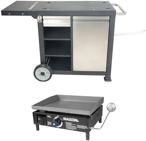 Razor Griddle 1-Burner Propane Gas Grill Griddle with Prep Cart, Black