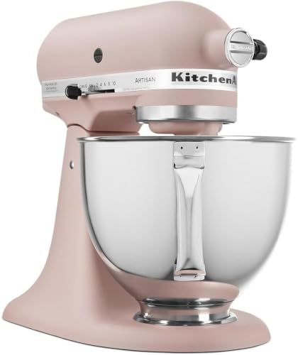KitchenAid Artisan 5-Quart Tilt-Head Stand Mixer in Feather Pink Bundle