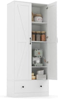 GIANTEX 72" Tall Kitchen Pantry Cabinet, Farmhouse Cupboard, White