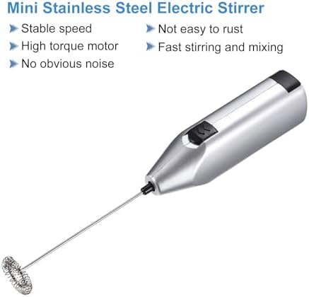 MECCANIXITY Electric Tumbler Stirrer, Handheld Mini Mixer Battery Operated Stirring Mixing Silver for DIY Glitter Tumbler Cup, Pack of 2
