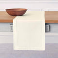 Solino Home Cotton Linen Dining Table Runner Ivory Hemstitch, 14 x 144 in